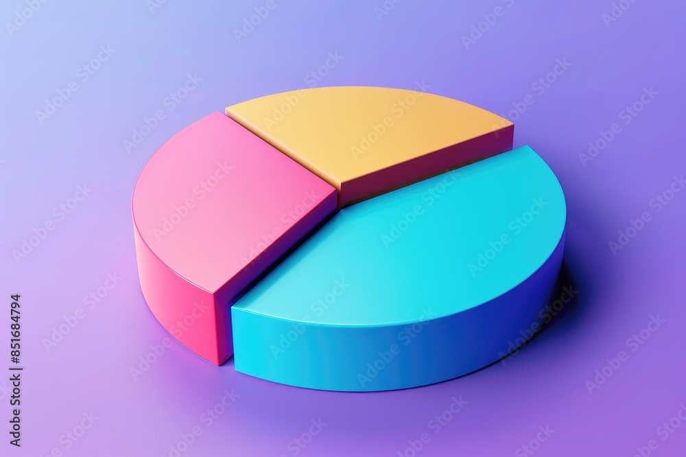 Fototapeta premium 3D Pie Chart Representing the Distribution of Different Stock Market Sectors