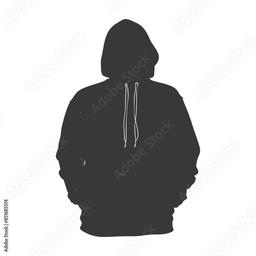 Anonymous Silhouette: Hooded Figure, Mystery Person, Isolated on White.