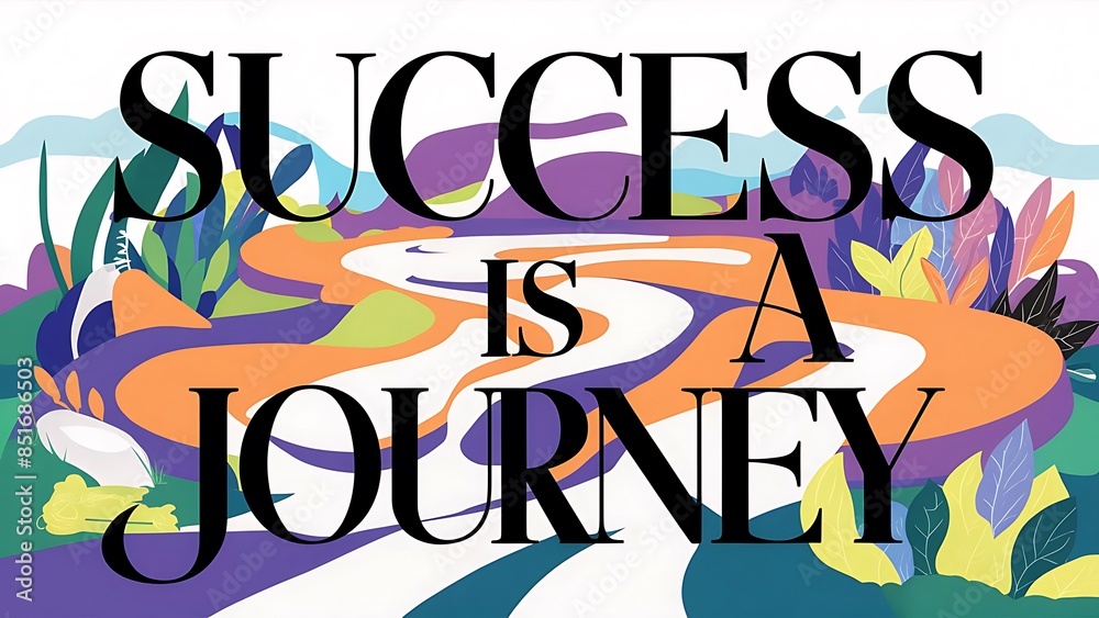 Fototapeta premium Success is a journey. (T-shirt Design Motivational Quote, Illustartion,Typography)
