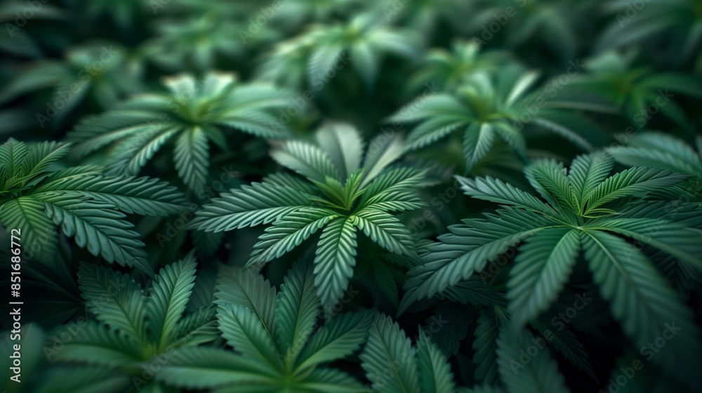 Close-Up of Lush Cannabis Leaves. Close-Up of Lush Cannabis Leaves.