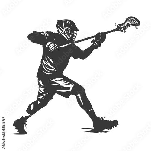 Lacrosse Player Silhouette: Ready to Shoot, Focused Action.