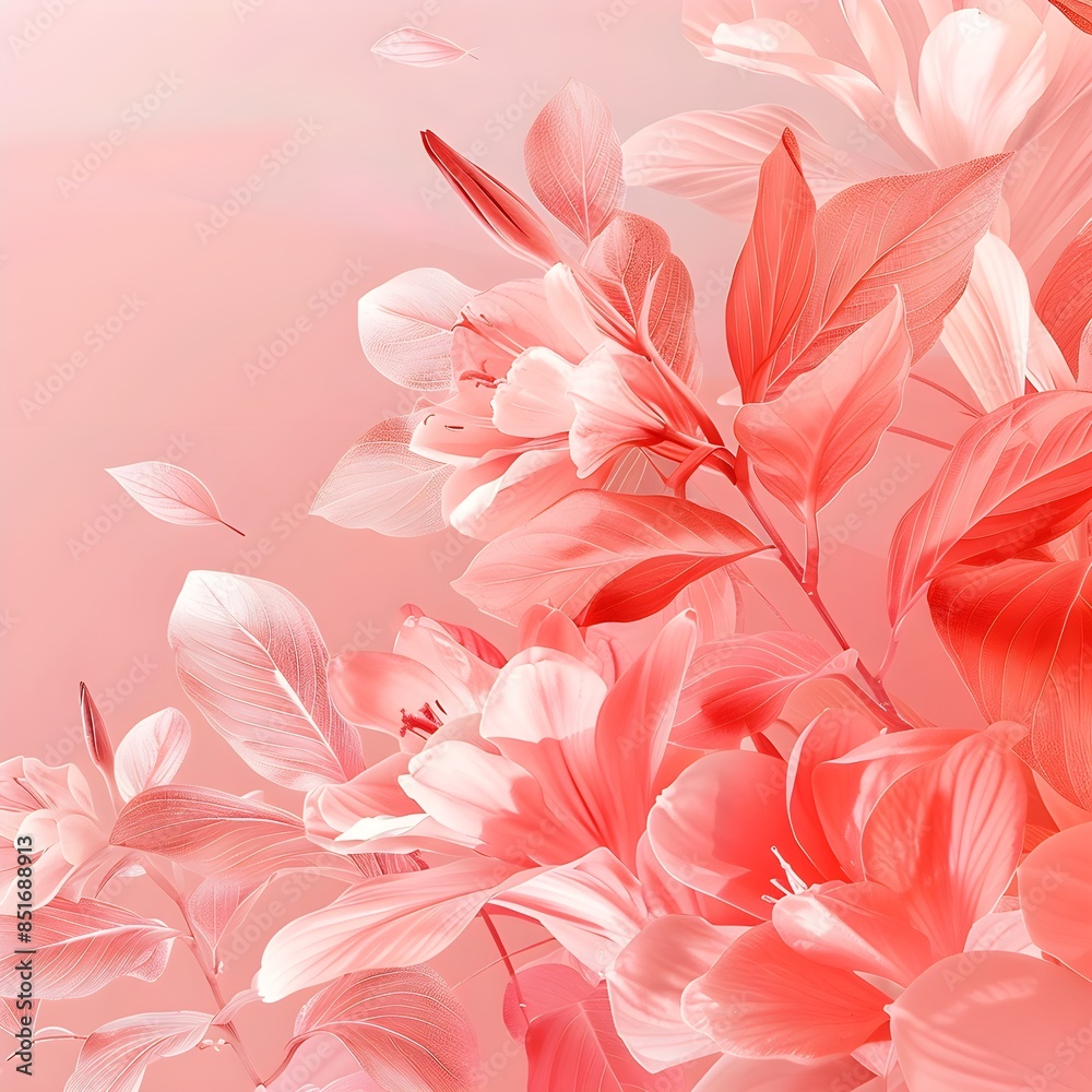 Fototapeta premium Flower Shadow as Silhouette Cast on Wall Delicate and Intrico Creative Photo Of Elegant Background 
