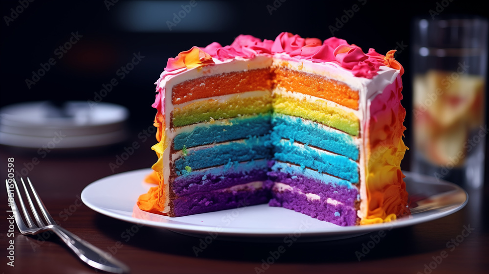 A rainbow cake with vibrant layers Is a delightful and visually ...