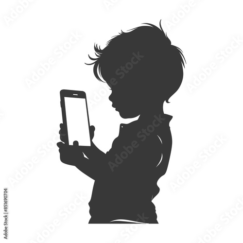 Silhouette of a Child Gazing at a Smartphone.