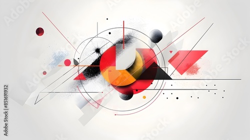 Abstract Geometric Composition with Overlapping Shapes and Lines