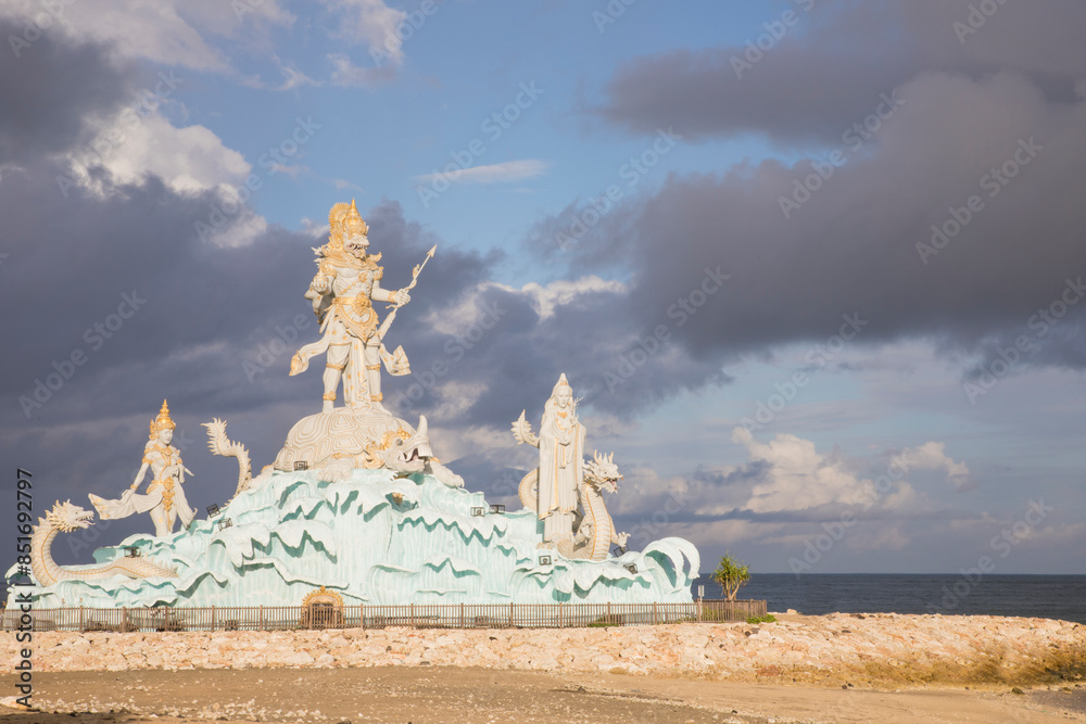 Statue of Varuna in Pantai Jerman Beach in Kuta, Bali Island, Indonesia
