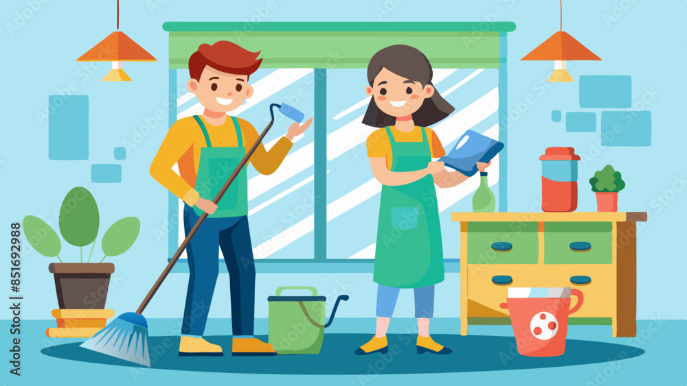 hombre-y-mujer-limpiando-la-casa