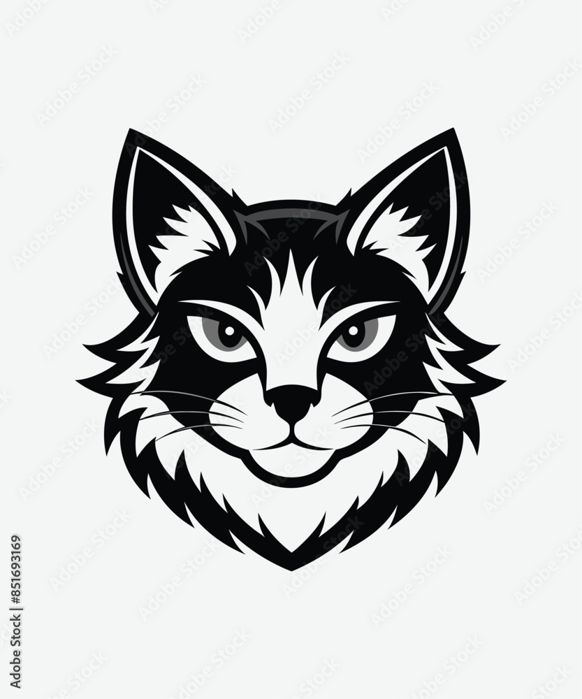 cute cat face vector design on white background. illustration. cute cat face vector design on white background. illustration.