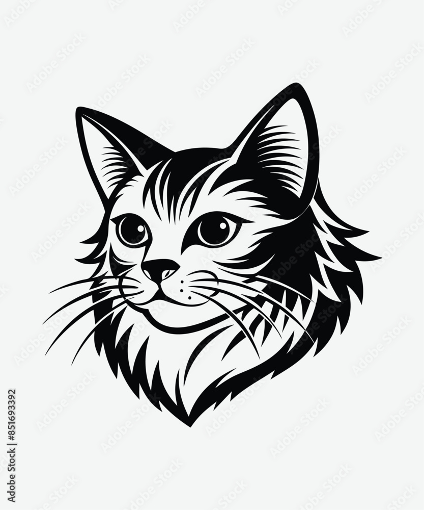cute cat face vector design on white background. illustration. cute cat face vector design on white background. illustration.
