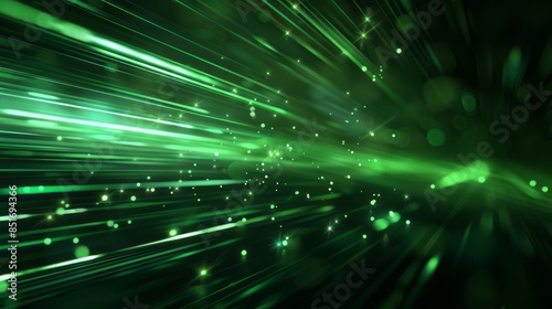 Dark green background with laser beams, light streaks and glowing lines