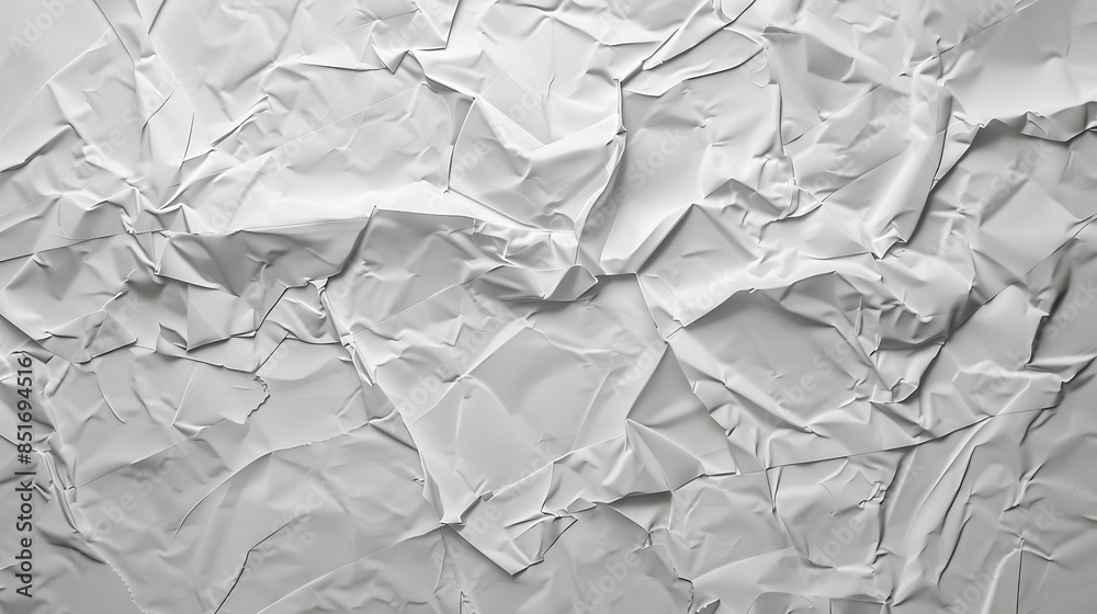 Obraz premium White wrinkled poster template Glued paper mockup Empty street art sticker mockup Urban glued advertising canvas : Generative AI