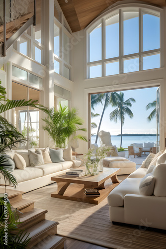 clean white beach house interior design photo, beach house interior