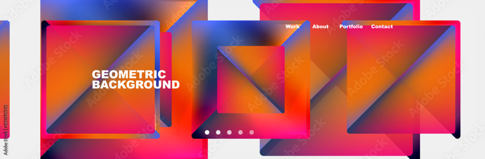 Fototapeta premium Colorful fluid gradient triangles and squares web site template. Vector Illustration For Wallpaper, Banner, Background, Card, Book Illustration, landing page