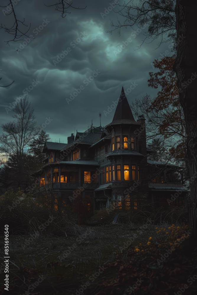 Obraz premium gothic house, dark house, cinematic lighting