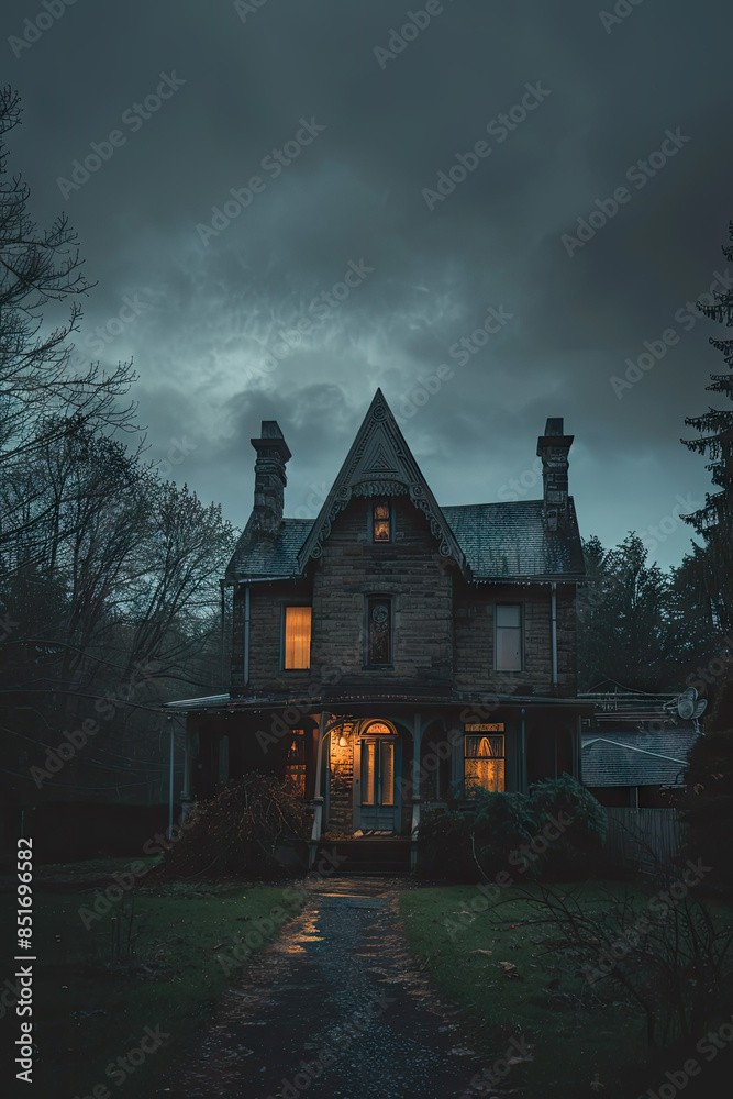 gothic house, dark house, cinematic lighting gothic house, dark house, cinematic lighting