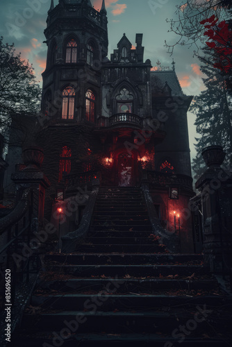 gothic house, dark house, cinematic lighting