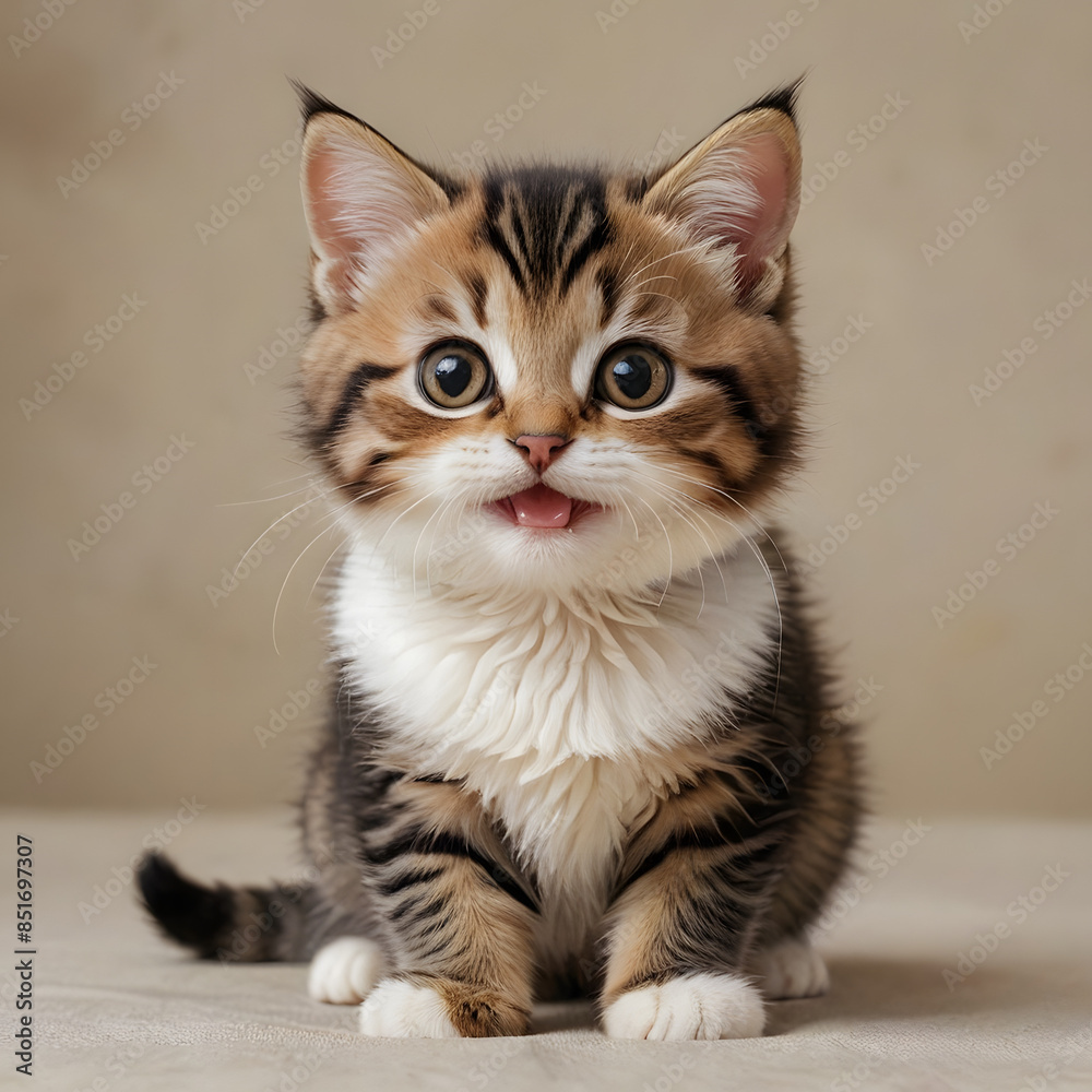 A cute cat is sitting relaxed facing forward A cute cat is sitting relaxed facing forward