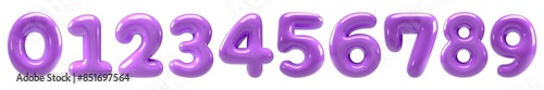 set of 3d rendering bubble purple number	
