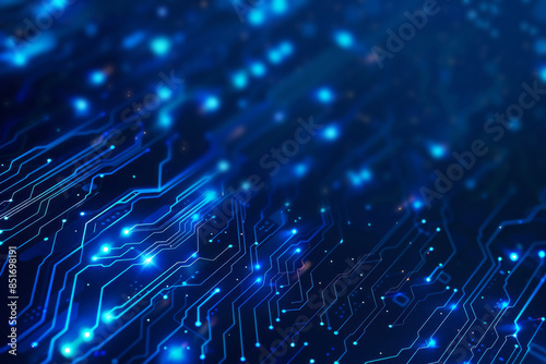 Wallpaper Mural Abstract blue circuit lines on dark background Torontodigital.ca