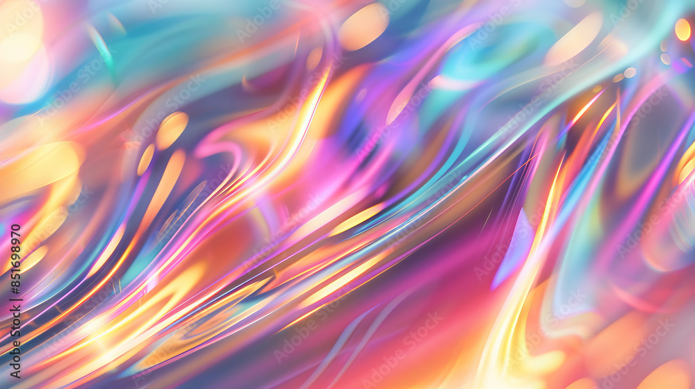 Wavy glass background with colorful light lines. It's a blurry backdrop with a soft focus. Wavy glass background with colorful light lines. It's a blurry backdrop with a soft focus.