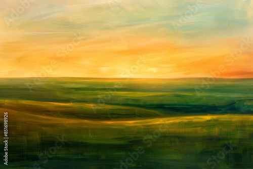 Panoramic View of Expansive Grasslands Under a Sunset