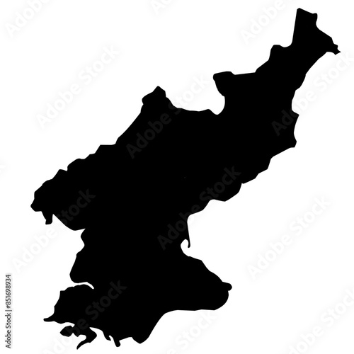 north korea map silhouette on transparent background