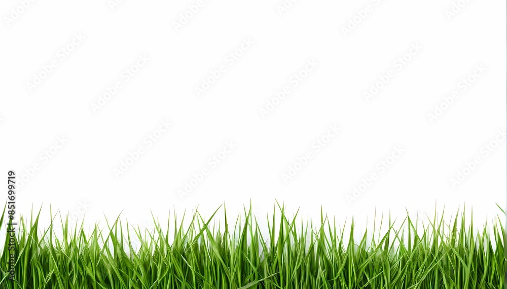 Green grass border on white background, AI Generated Green grass border on white background, AI Generated