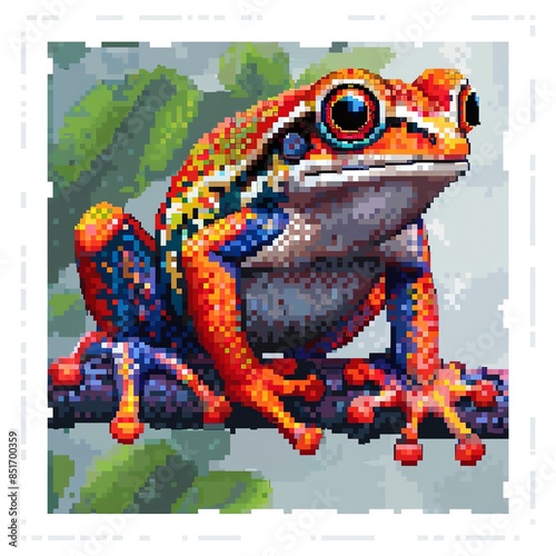 3D Pixel art of a Amphibian, isometric style, Attractive colors, isolated on white background, centered in frame photo