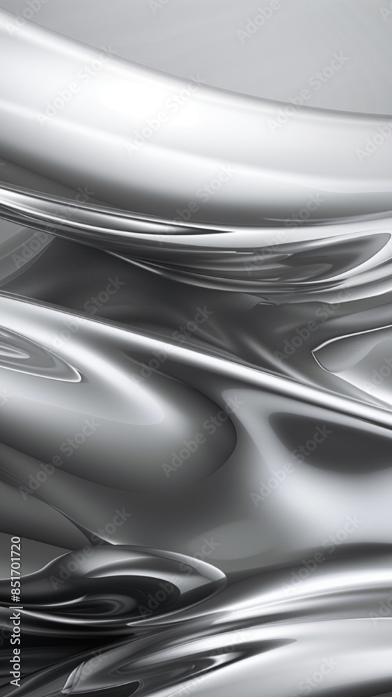 abstract wallpaper, sleek silver waves with reflective surfaces, modern and fluid, vertical