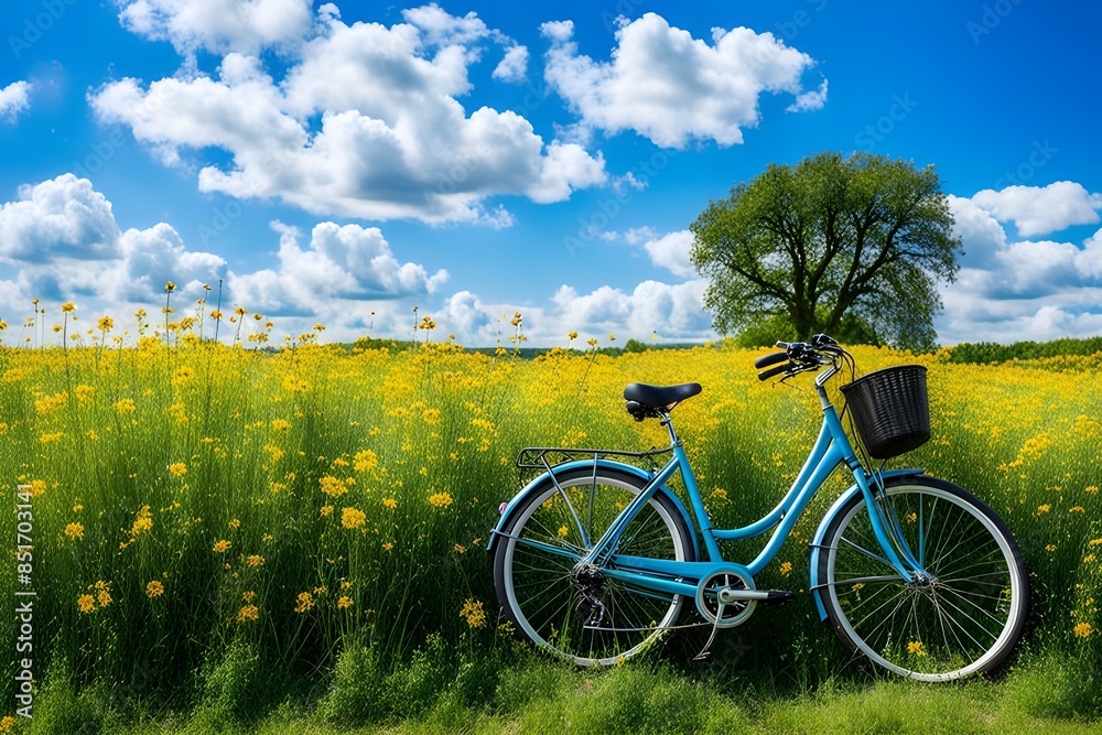 Obraz premium Beautiful natural landscape with a bicycle