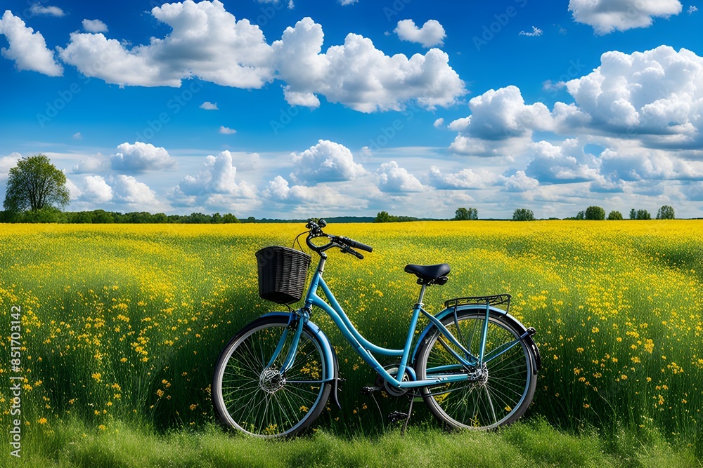 Obraz premium Beautiful natural landscape with a bicycle