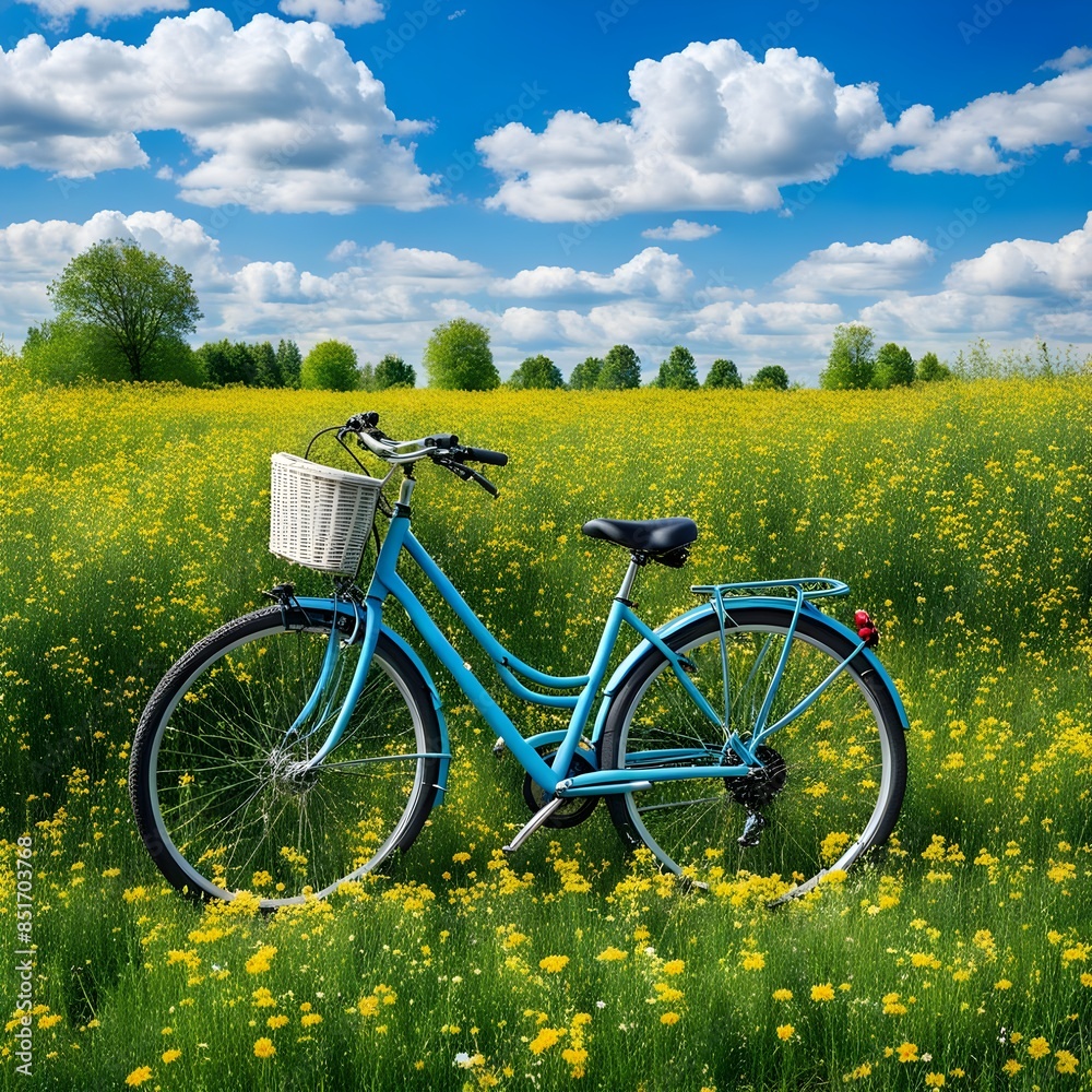 Fototapeta premium Beautiful natural landscape with a bicycle