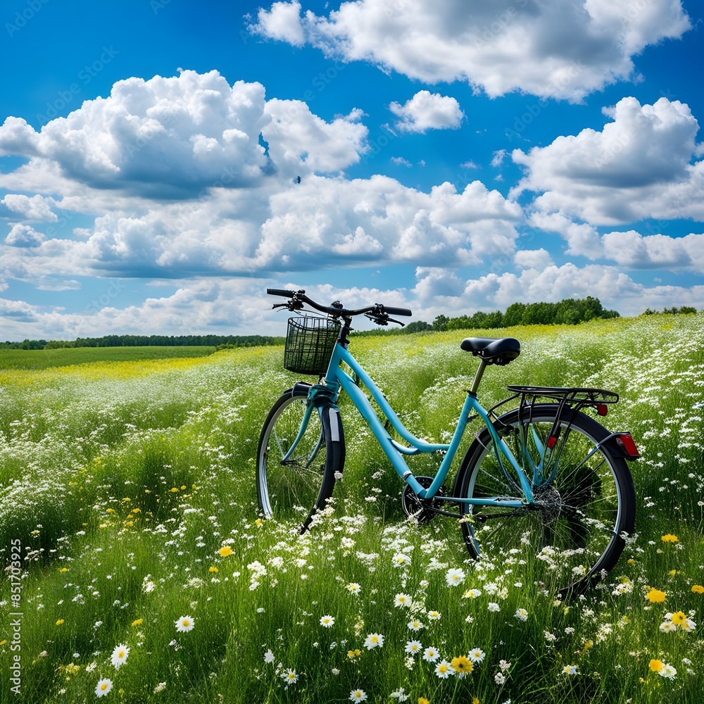 Beautiful natural landscape with a bicycle Beautiful natural landscape with a bicycle