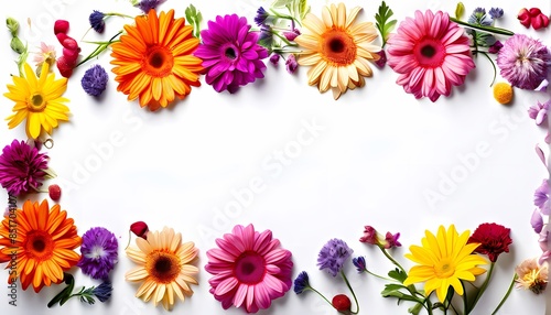 Colorful flowers on white background, Ai Generated © Toseef