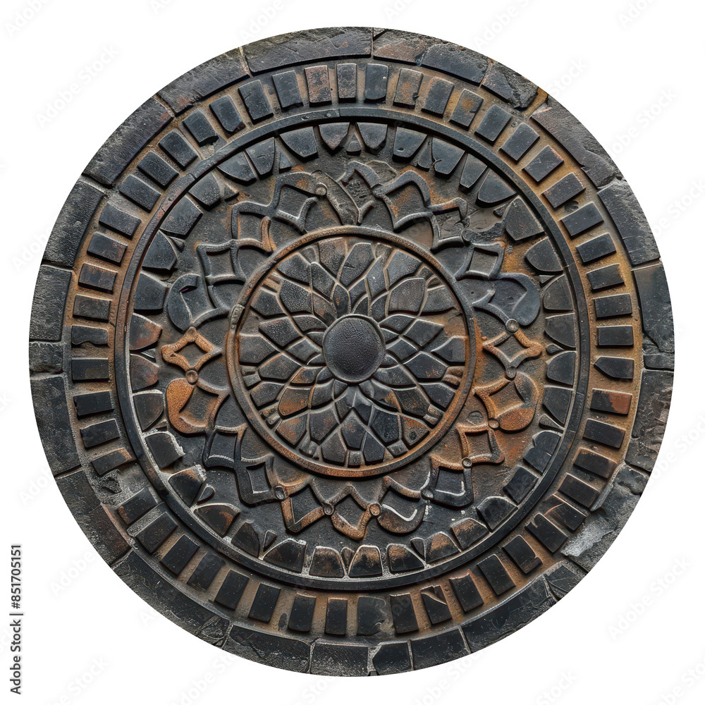Fototapeta premium Manhole cover cap sticker transparent background PNG clipart