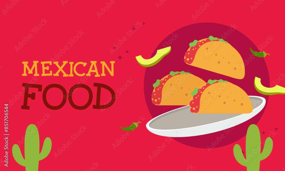 Mexican Food Signature Dishes Illustration
