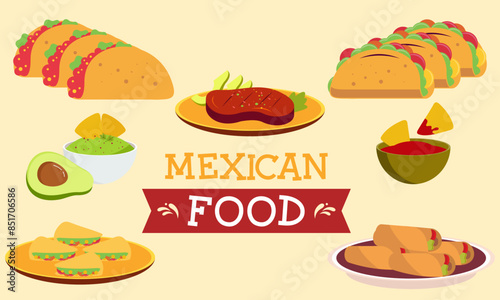 Mexican Food Signature Dishes Illustration