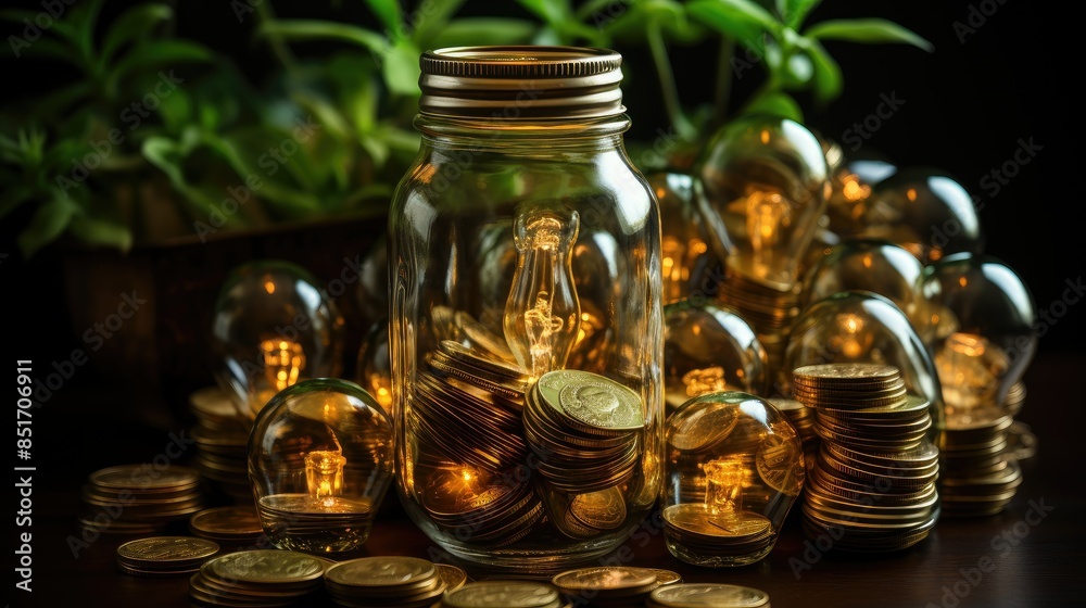 Green investment concept ,Rising money to invest Green investment concept ,Rising money to invest