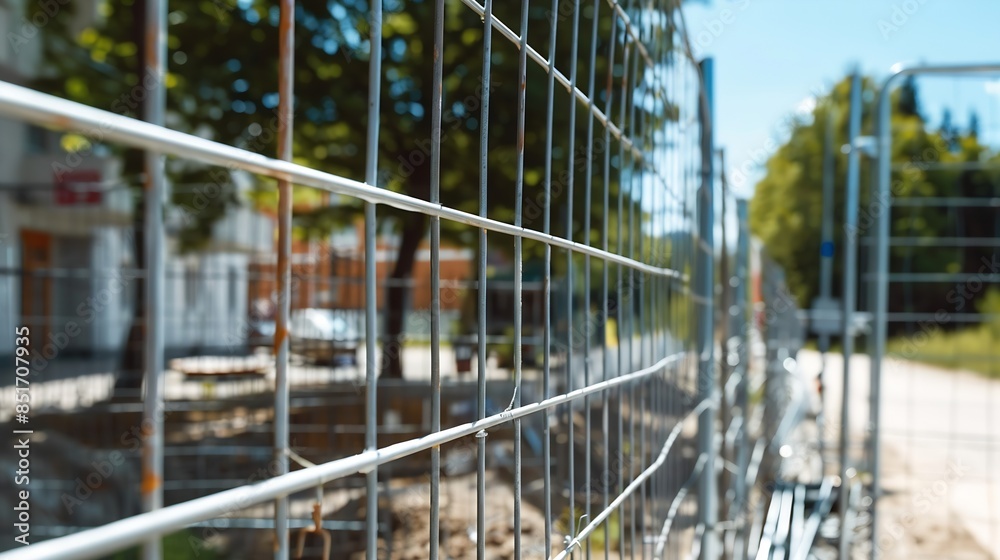 Construction fence with space for banner advertising : Generative AI Construction fence with space for banner advertising : Generative AI