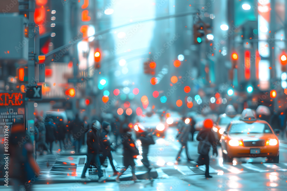 Fototapeta premium Roaming through bustling streets filled with rhythm on transparent background 