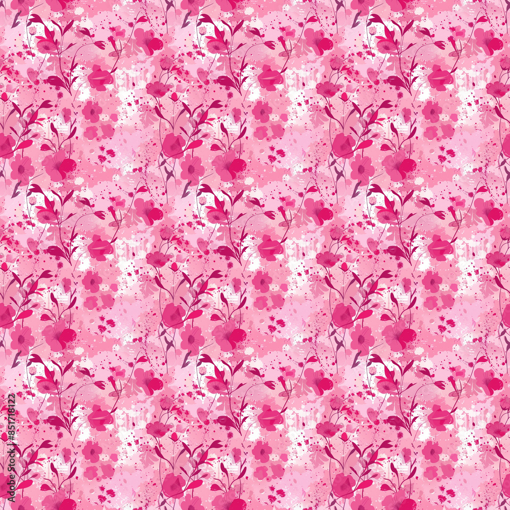 Abstract floral print, in violet tones. Illustration for prints, wall paintings, covers and invitation cards