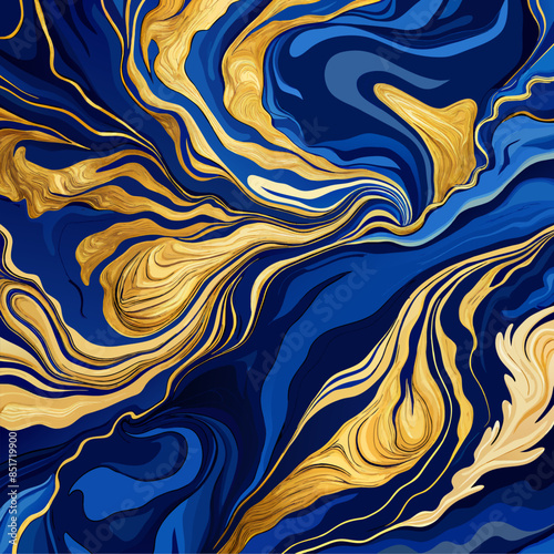 blue and gold watercolor marble background. abstract texture. 