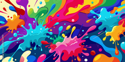 Wet colorful paint splashes as an abstract background