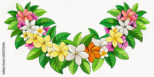 hawaii garland of frangipani flowers - lei , isolated on transparent background cutout 