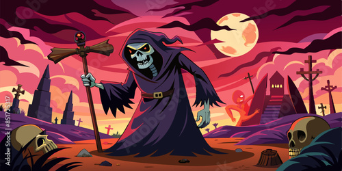 Grim reaper,  death illustration of a scary, horror shot