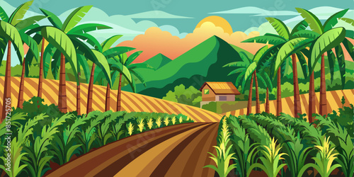 Plantations of sugar cane