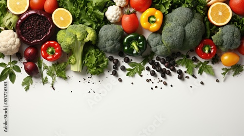 vegetables on a white background with top view copy space © hasil_usaha