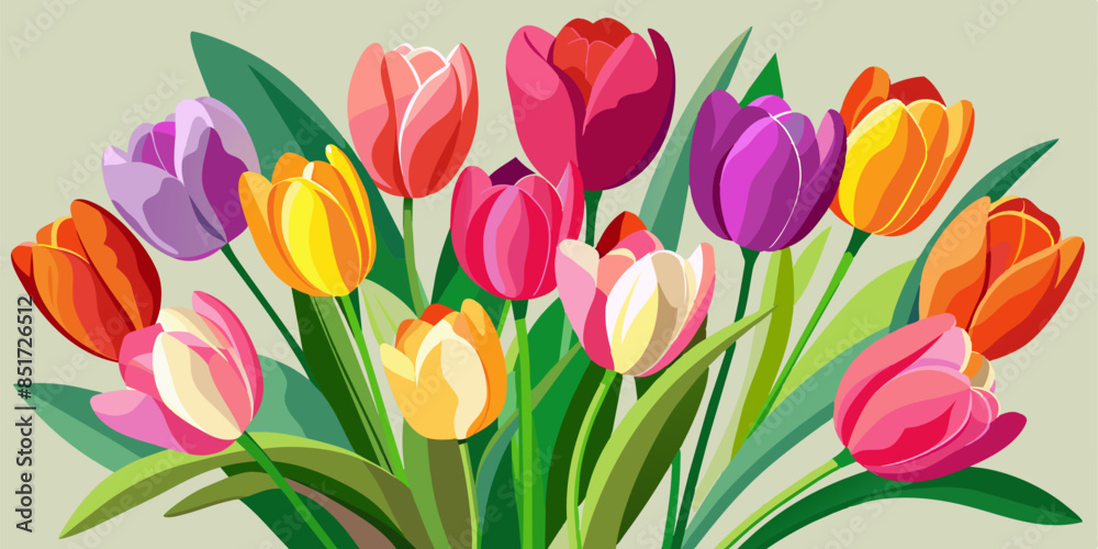 Colorful tulips bunch isolated Colorful tulips bunch isolated