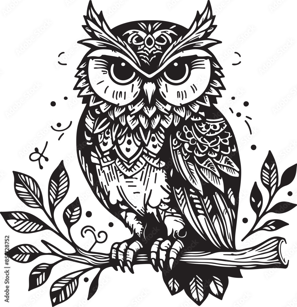 Fototapeta premium owl silhouette vacatur art illustration 