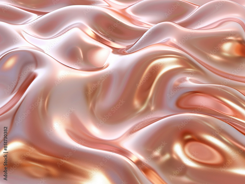 Fototapeta premium Silk Fabric, Metallic Style, Rose Gold, Abstract Background, AI Generation